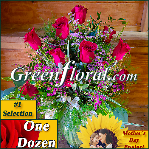 Mother\'s Day Classic Dozen Rose Vase (Available in 4 colors.)