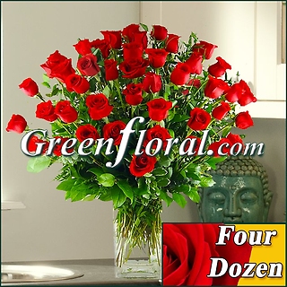 Four Dozen Red Rose Vase (Available in 4 colors.)