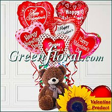 The Valentine Six Valentine Mylars & Teddy