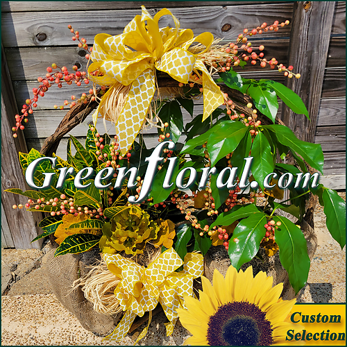 Double Plant Grapevine Log Basket (Custom Piece-FF2037-07)