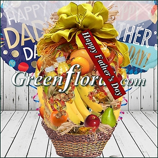 The Father`s Day Ole Fashion Fruit Basket & Balloons