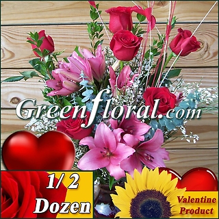 The Valentine Six Red Rose Vase (Available in 4 colors.)