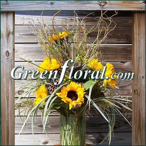 The Branson Sunflower,Willow,& Pod Vase