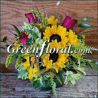 The Millersville Sunflower Rose Cube Vase
