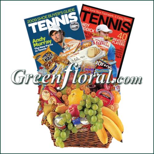 Tennis Fruit & Junk Food Combo Basket