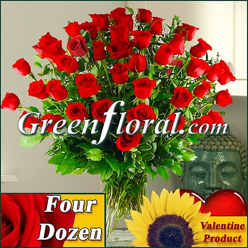 The Valentine Four Dozen Rose Vase (Available in 4 colors.)