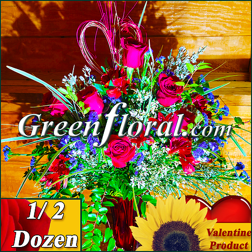 The Valentine Six Red Rose Vase (Available in 4 colors.)