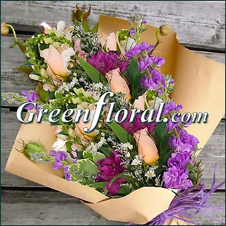 The Green Floral Fresh Flower Presentation Wrap(Visit our Store)