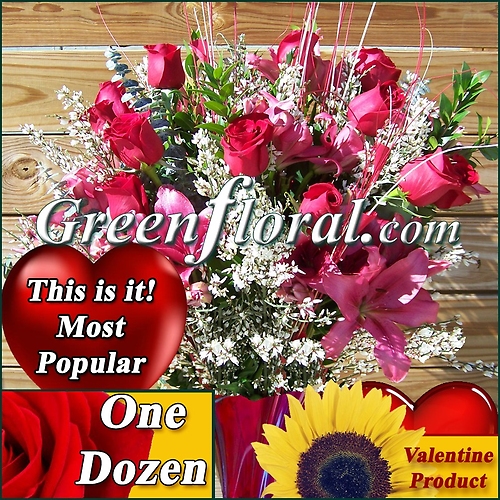 The Valentine Dozen Open Rose Vase (Available in 4 colors.)