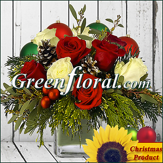 The Christmas Thoughts Twelve Rose Cube Vase