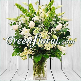 The Woodland Greens White Vase Design